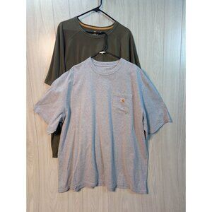 2 Carhartt T-Shirt Men 4XL Short Sleeve Original Fit Crew Neck Pocket Green Gray